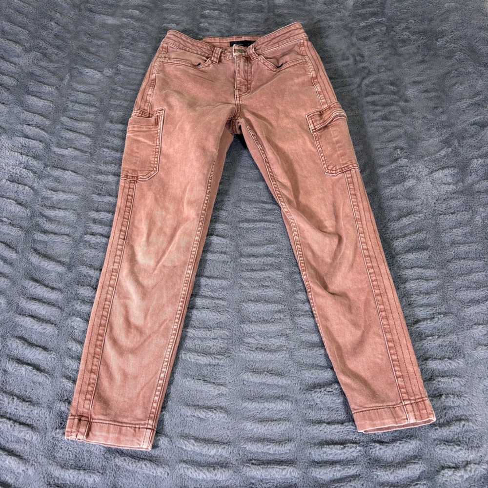 prAna Womens Organic Cotton Cargo Pants Dusty Rose Pink Size 2 Slim Straight Leg